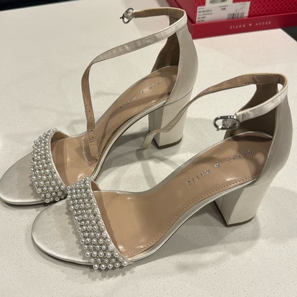 Kelly and Katie Hildie X silver satin heels - Picture 1 of 5